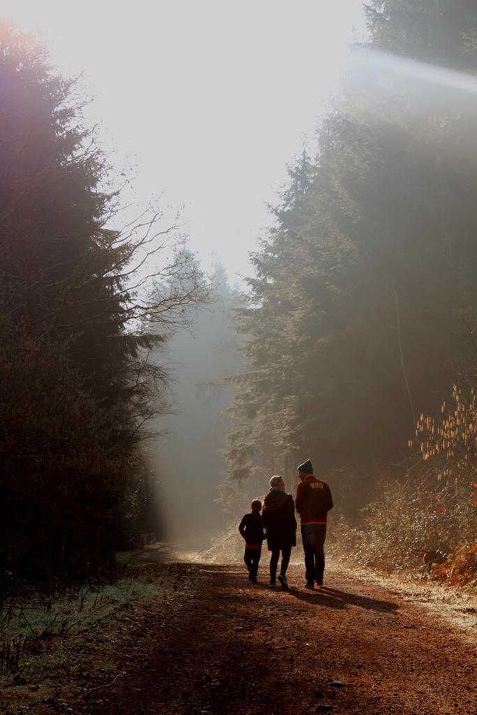 Family in forest